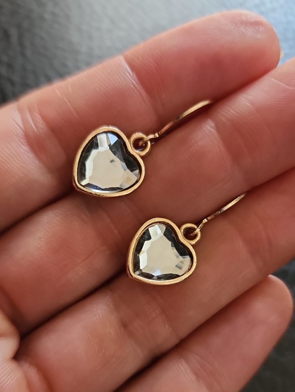 Gold Tone Heart Crystal Drop Earrings - Women Jewelry